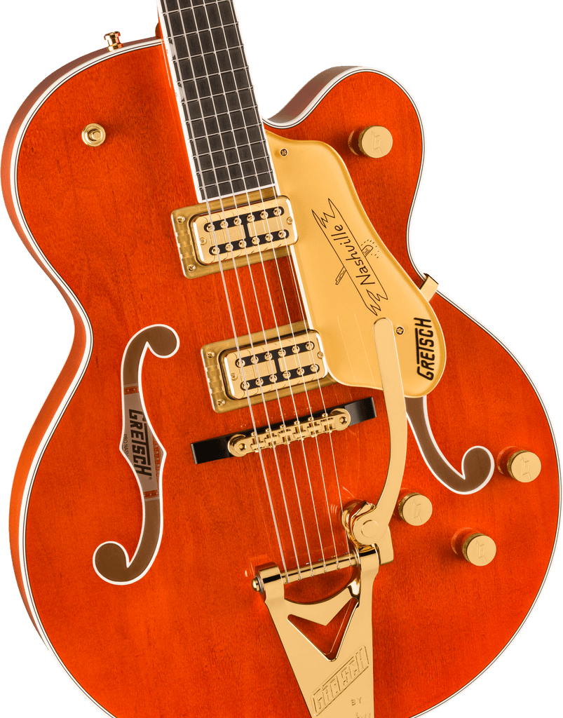 Gretsch Nashville Hollow Body with String-Thru Bigsby and Gold Hardware - Orange Stain - Front of body