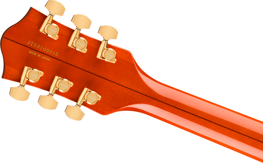 Gretsch Nashville Hollow Body with String-Thru Bigsby and Gold Hardware - Orange Stain - back of headstock