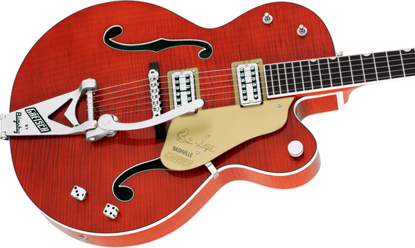 Gretsch G6120TFM-BSNV Brian Setzer Signature Nashville Hollow Body with Bigsby and Flame Maple Ebony Fingerboard Orange Stain