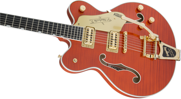 Gretsch G6620TFM Players Edition Nashville Center Block Double-Cut with String-Thru Bigsby and Flame Maple Filter'Tron Pickups Orange Stain