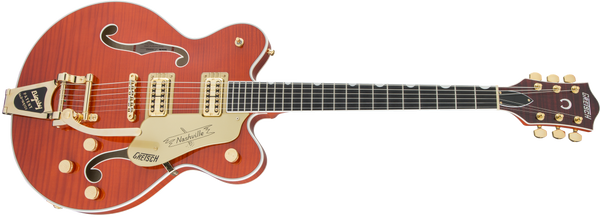 Gretsch G6620TFM Players Edition Nashville Center Block Double-Cut with String-Thru Bigsby and Flame Maple Filter'Tron Pickups Orange Stain