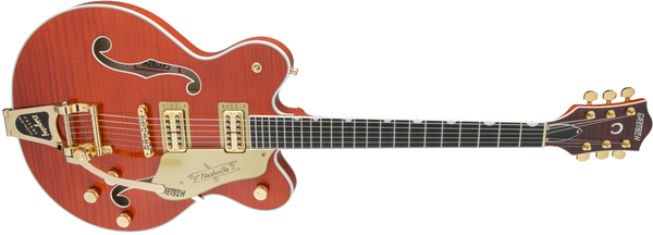 Gretsch G6620TFM Players Edition Nashville Center Block Double-Cut with String-Thru Bigsby and Flame Maple Filter'Tron Pickups Orange Stain