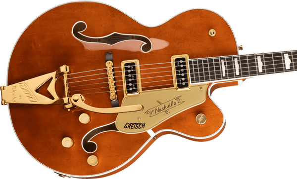 Gretsch G6120TG-DS Players Edition Nashville Hollow Body DS with String-Thru Bigsby and Gold Hardware Ebony Fingerboard Roundup Orange
