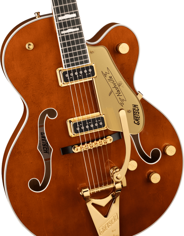 Gretsch G6120TG-DS Players Edition Nashville Hollow Body DS with String-Thru Bigsby and Gold Hardware Ebony Fingerboard Roundup Orange