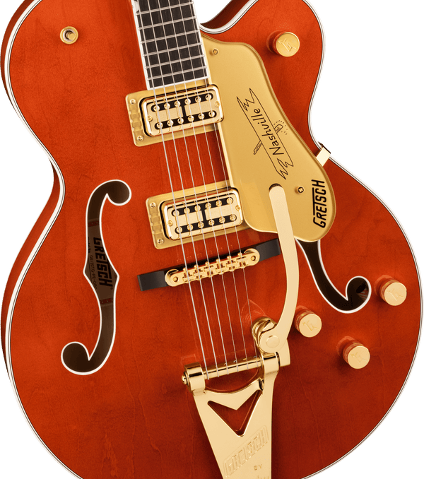 Gretsch G6120TG Players Edition Nashville Hollow Body with String-Thru Bigsby and Gold Hardware Ebony Fingerboard Orange Stain