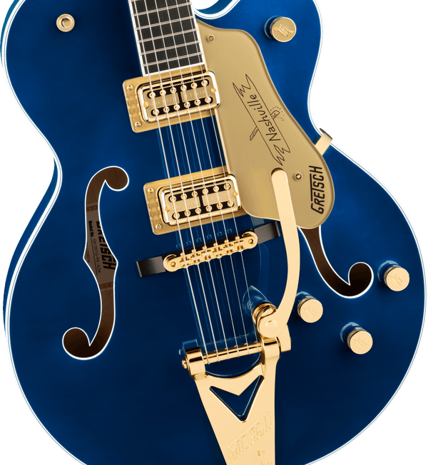 Gretsch G6120TG Players Edition Nashville Hollow Body with String-Thru Bigsby and Gold Hardware Ebony Fingerboard Azure Metallic