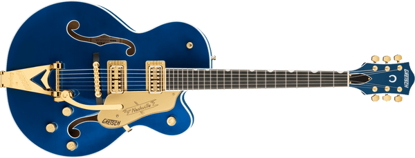 Gretsch G6120TG Players Edition Nashville Hollow Body with String-Thru Bigsby and Gold Hardware Ebony Fingerboard Azure Metallic