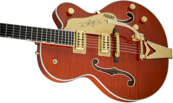 Gretsch G6120TFM Players Edition Nashville with String-Thru Bigsby Filter'Tron Pickups Flame Maple Orange Stain