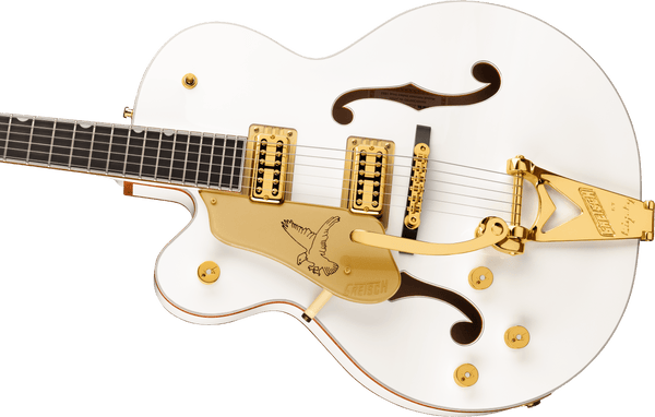 Gretsch G6136TG-LH Players Edition Falcon Hollow Body with String-Thru Bigsby and Gold Hardware Left-Handed Ebony Fingerboard White