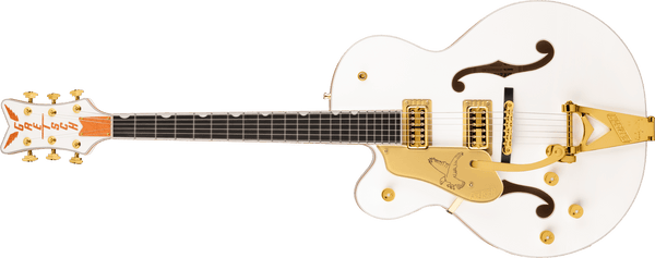 Gretsch G6136TG-LH Players Edition Falcon Hollow Body with String-Thru Bigsby and Gold Hardware Left-Handed Ebony Fingerboard White