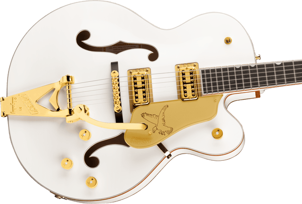 Gretsch G6136TG Players Edition Falcon Hollow Body with String-Thru Bigsby and Gold Hardware Ebony Fingerboard White