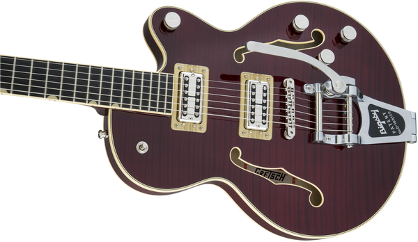 Gretsch G6659TFM Players Edition Broadkaster Jr. Center Block Single-Cut with String-Thru Bigsby and Flame Maple USA Full'Tron Pickups Dark Cherry Stain