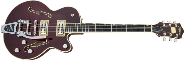 Gretsch G6659TFM Players Edition Broadkaster Jr. Center Block Single-Cut with String-Thru Bigsby and Flame Maple USA Full'Tron Pickups Dark Cherry Stain