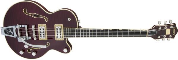 Gretsch G6659TFM Players Edition Broadkaster Jr. Center Block Single-Cut with String-Thru Bigsby and Flame Maple USA Full'Tron Pickups Dark Cherry Stain