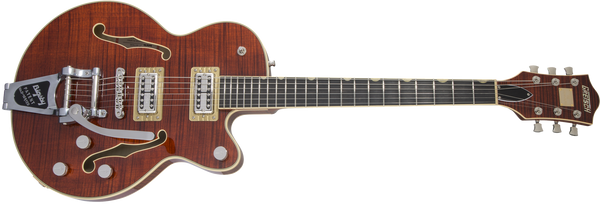 Gretsch G6659TFM Players Edition Broadkaster Jr. Center Block Single-Cut with String-Thru Bigsby and Flame Maple Ebony Fingerboard Bourbon Stain