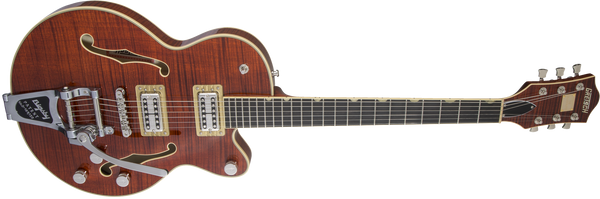 Gretsch G6659TFM Players Edition Broadkaster Jr. Center Block Single-Cut with String-Thru Bigsby and Flame Maple Ebony Fingerboard Bourbon Stain