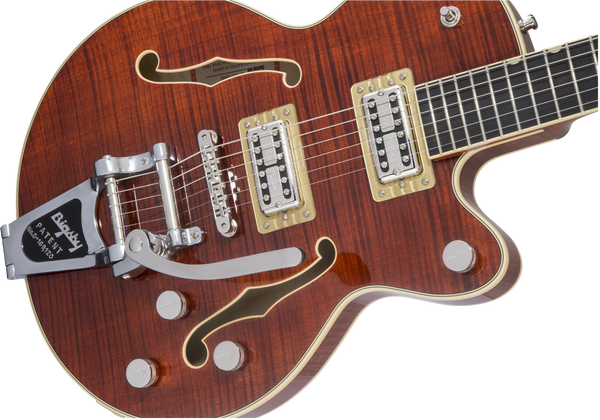 Gretsch G6659TFM Players Edition Broadkaster Jr. Center Block Single-Cut with String-Thru Bigsby and Flame Maple Ebony Fingerboard Bourbon Stain