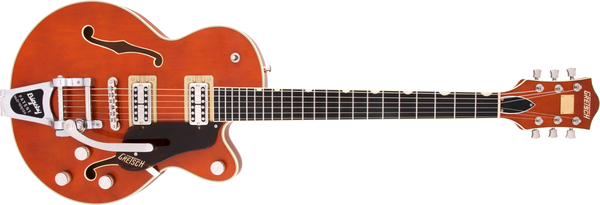 Gretsch G6659T Players Edition Broadkaster Jr. Center Block Single-Cut with String-Thru Bigsby USA Full’Tron Pickups Ebony Fingerboard Roundup Orange