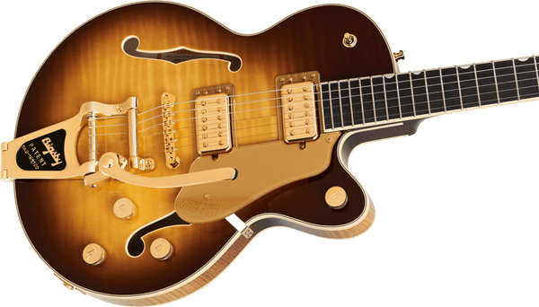 Gretsch Broadkaster Jr. LX Figured Center Block with String-Thru Bigsby and Gold Hardware - Caramel Dawn - 4