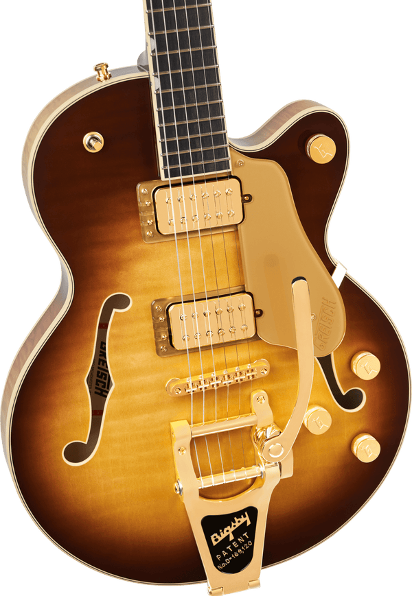 Gretsch Broadkaster Jr. LX Figured Center Block with String-Thru Bigsby and Gold Hardware - Caramel Dawn - 3