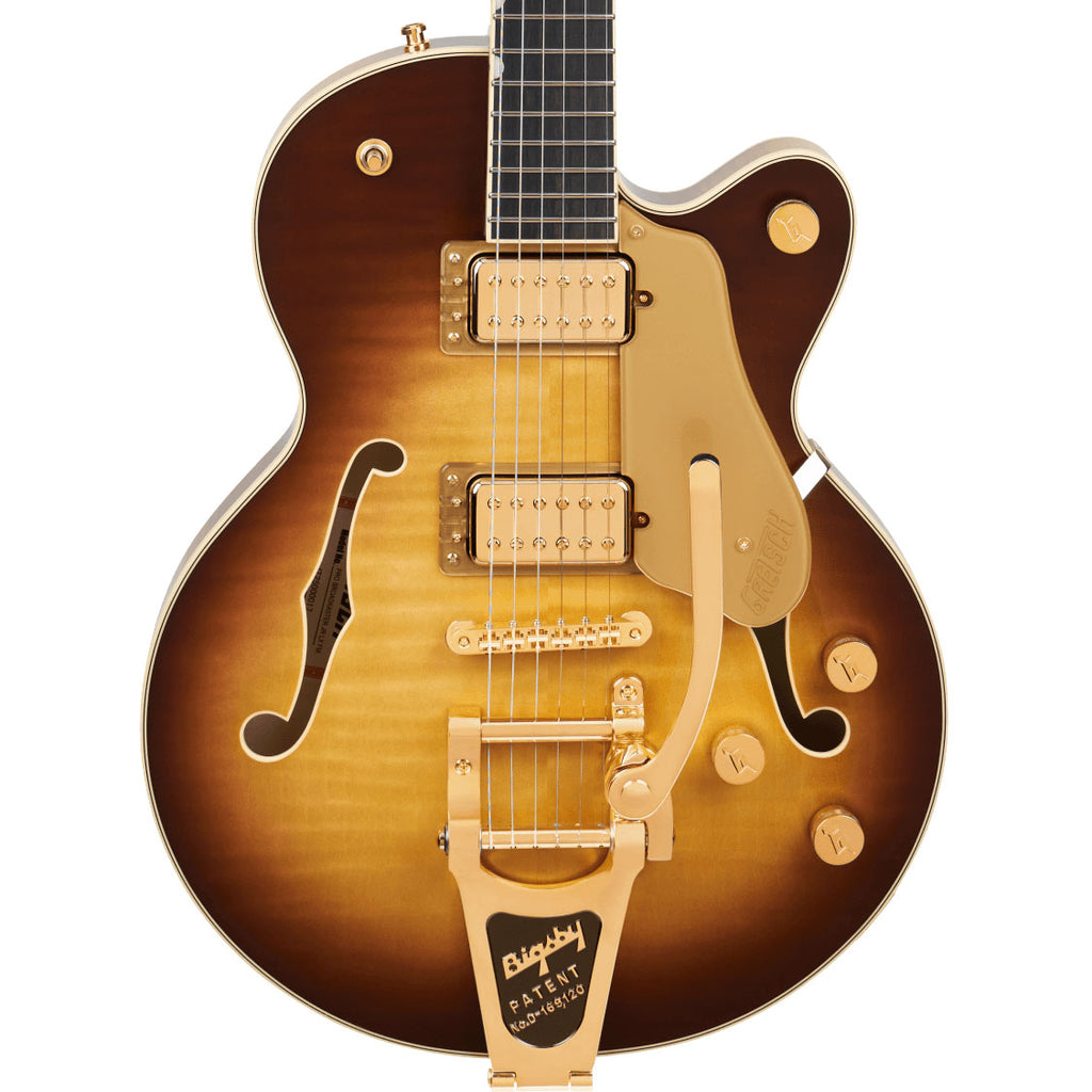 Gretsch Broadkaster Jr. LX Figured Center Block with String-Thru Bigsby and Gold Hardware - Caramel Dawn - 7