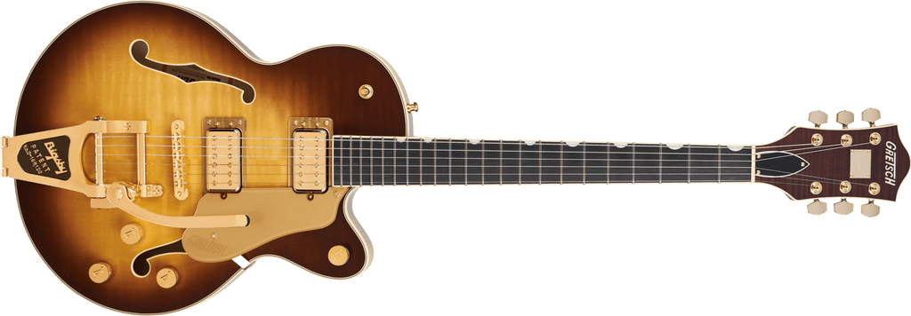 Gretsch Broadkaster Jr. LX Figured Center Block with String-Thru Bigsby and Gold Hardware - Caramel Dawn - 1