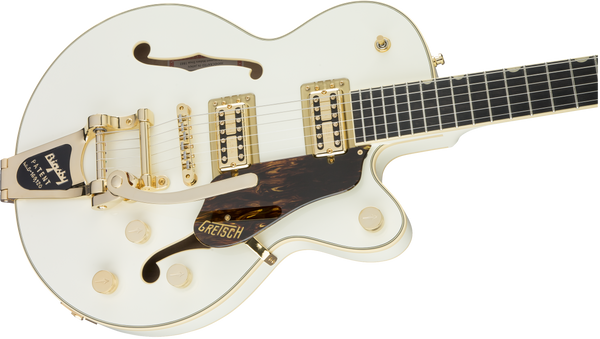 Gretsch G6659TG Players Edition Broadkaster Jr. Center Block Single-Cut with String-Thru Bigsby and Gold Hardware Ebony Fingerboard Vintage White