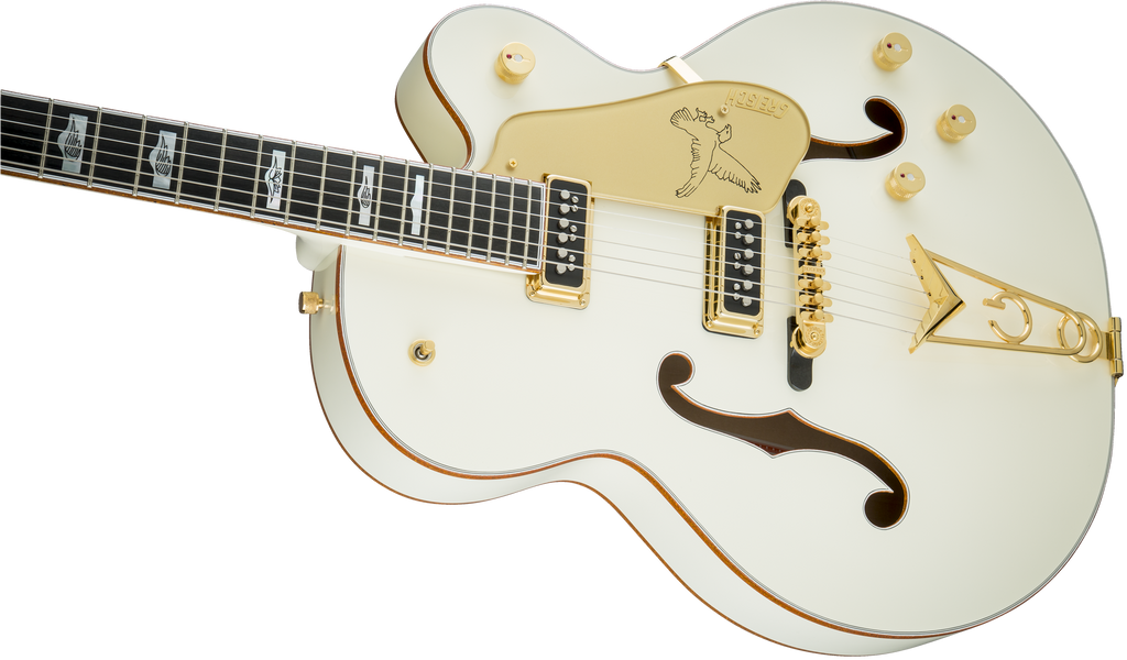 Gretsch G6136-55 Vintage Select Edition '55 Falcon Hollow Body with Cadillac Tailpiece - White Lacquer - Body Bass Side