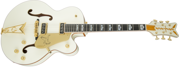 Gretsch G6136-55 Vintage Select Edition '55 Falcon Hollow Body with Cadillac Tailpiece - White Lacquer - Front Perspective Lower