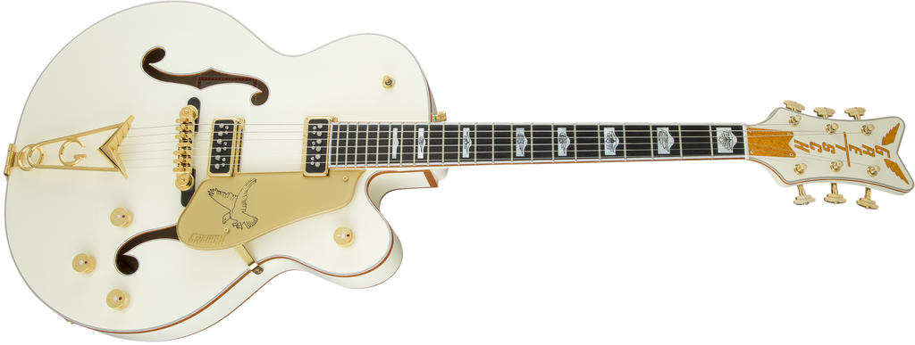 Gretsch G6136-55 Vintage Select Edition '55 Falcon Hollow Body with Cadillac Tailpiece - White Lacquer - Front Perspective Lower