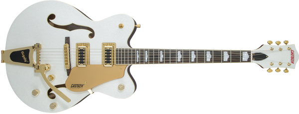 Gretsch G5422TG Electromatic Hollow Body Double-Cut with Bigsby Gold Hardware 2-Tone White Sparkle on Candy Apple Red
