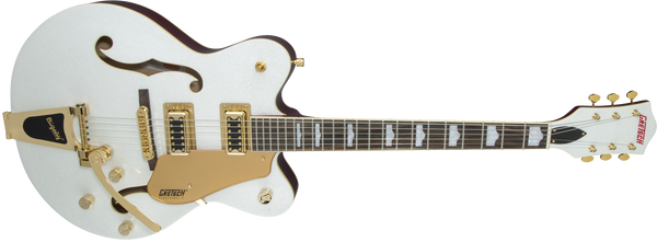 Gretsch G5422TG Electromatic Hollow Body Double-Cut with Bigsby Gold Hardware 2-Tone White Sparkle on Candy Apple Red
