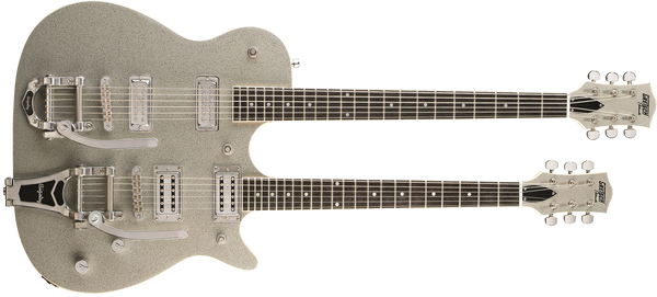 Gretsch G5566 Electromatic Jet Double Neck with Bigsby Rosewood Fingerboard Silver Sparkle