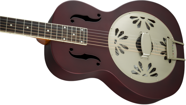 Gretsch G9202 Honey Dipper Round-Neck Brass Body Biscuit Cone Resonator Guitar Oxblood