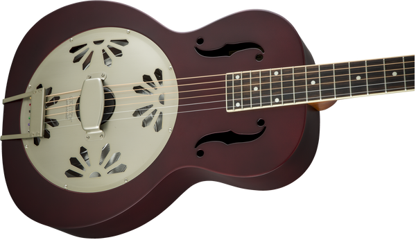 Gretsch G9202 Honey Dipper Round-Neck Brass Body Biscuit Cone Resonator Guitar Oxblood