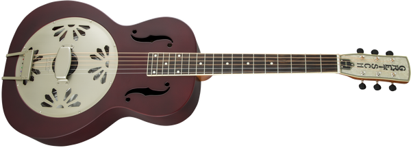 Gretsch G9202 Honey Dipper Round-Neck Brass Body Biscuit Cone Resonator Guitar Oxblood