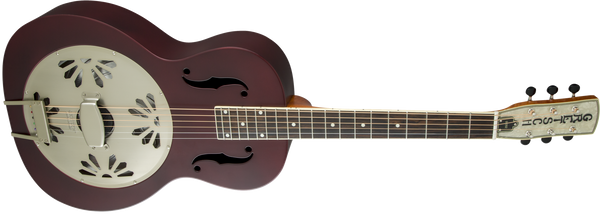 Gretsch G9202 Honey Dipper Round-Neck Brass Body Biscuit Cone Resonator Guitar Oxblood