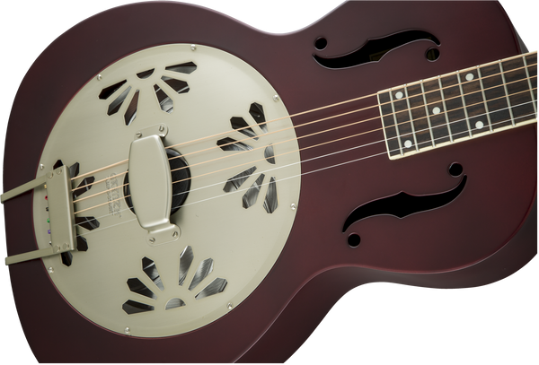 Gretsch G9202 Honey Dipper Round-Neck Brass Body Biscuit Cone Resonator Guitar Oxblood