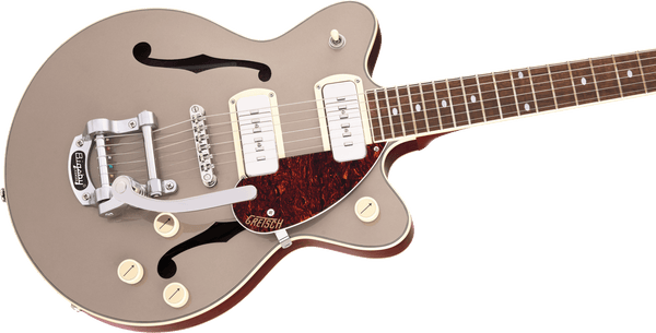 Gretsch G2655T-P90 Streamliner Center Block Jr. Double-Cut P90 with Bigsby Laurel Fingerboard Two-Tone Sahara Metallic and Vintage Mahogany Stain