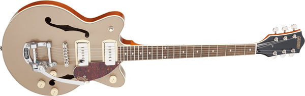 Gretsch G2655T-P90 Streamliner Center Block Jr. Double-Cut P90 with Bigsby Laurel Fingerboard Two-Tone Sahara Metallic and Vintage Mahogany Stain