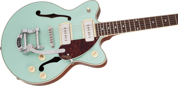 Gretsch G2655T-P90 Streamliner Center Block Jr. Double-Cut P90 with Bigsby Laurel Fingerboard Two-Tone Mint Metallic and Vintage Mahogany Stain