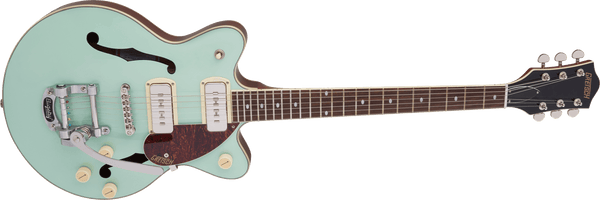 Gretsch G2655T-P90 Streamliner Center Block Jr. Double-Cut P90 with Bigsby Laurel Fingerboard Two-Tone Mint Metallic and Vintage Mahogany Stain