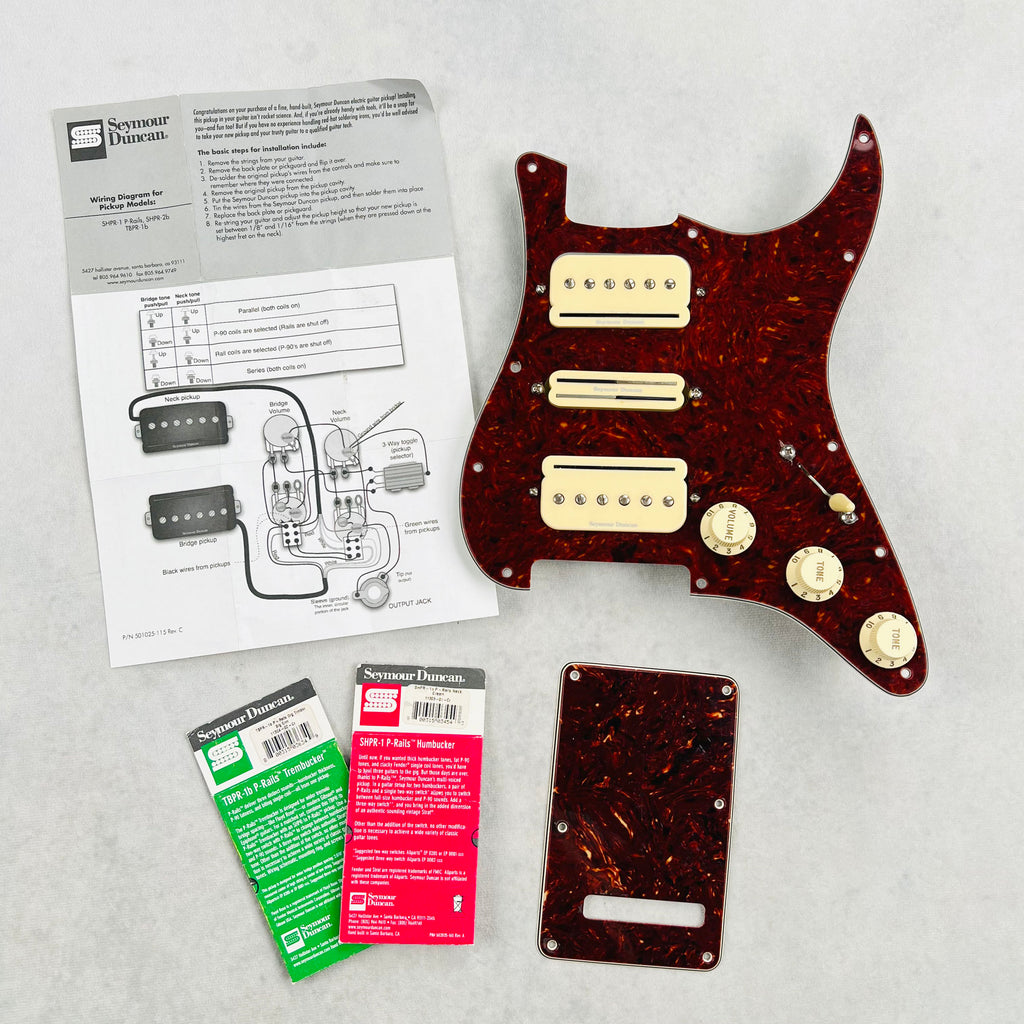 920D Pre-Wired Pickguard HSH Seymour Duncan P-Rails 2014 - Tortoise - 10