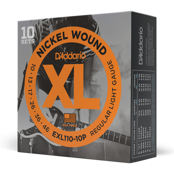 D'Addario EXL110-10P Nickel Wound Electric Guitar Strings Regular Light 10-46 10 Sets - 1