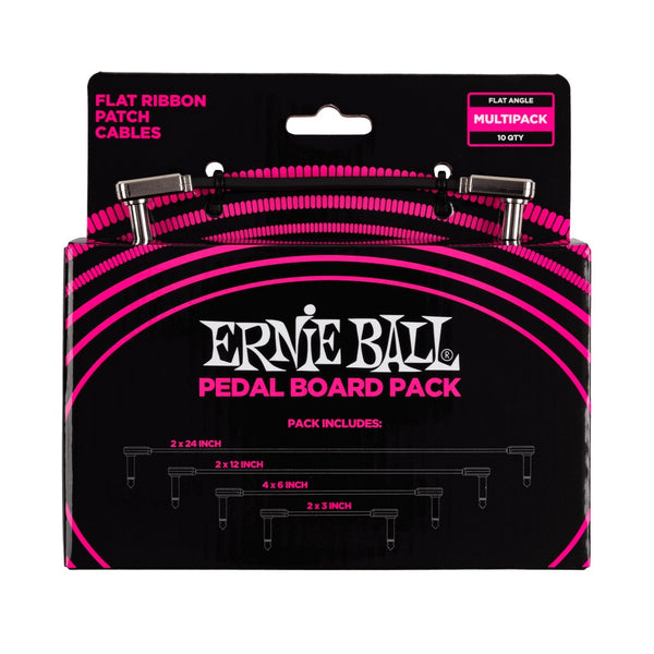 Ernie Ball Flat Ribbon Patch Cables Pedalboard Multi-Pack P06224 - Black