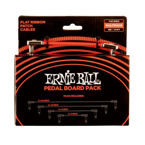 Ernie Ball Flat Ribbon Patch Cables Pedalboard Multi-Pack P06404 - Red