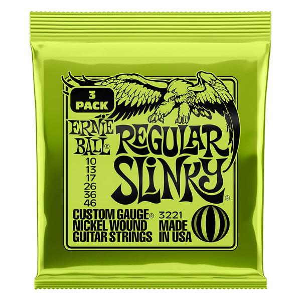 Ernie Ball Regular Slinky Nickel Wound Electric Guitar Strings 10-46 Gauge - 3 Pack - P03221