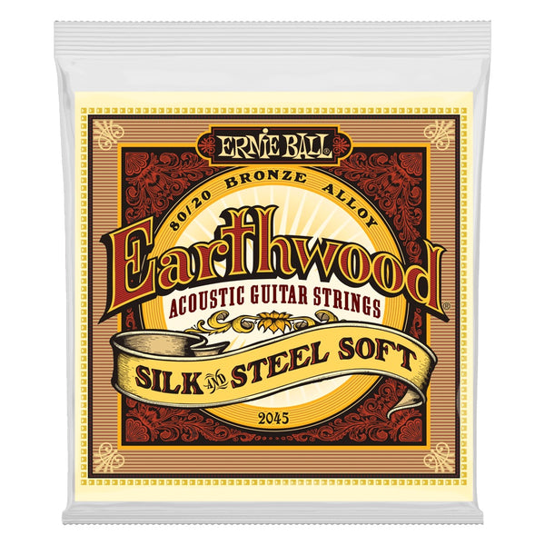 Ernie Ball Soft Earthwood 80/20 Bronze Silk & Steel Acoustic Guitar Strings 11-52 Gauge - P02045