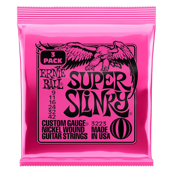 Ernie Ball Super Slinky Nickel Wound Electric Guitar Strings 9-42 Gauge - 3 Pack - P03223