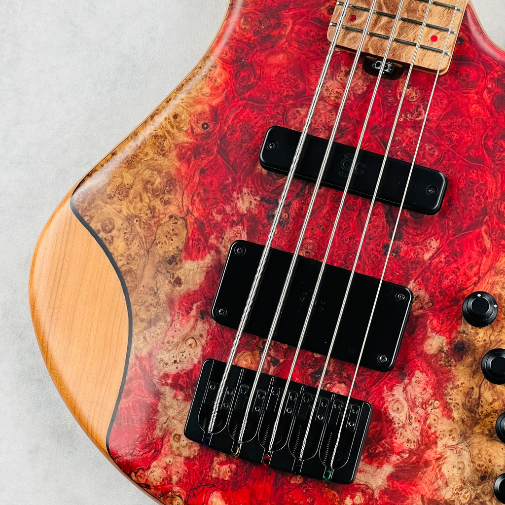 AC Guitars RetroB 5/34 ART Maple Burl NAMM 2025 5-String Bass - Satin Natural - 4